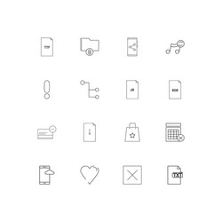 Files and folders sign linear thin icons set vector