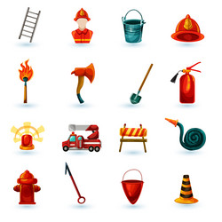 Firefighter icons set Royalty Free Vector Image