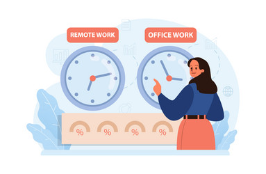 hybrid work characters with a flexible schedule vector image