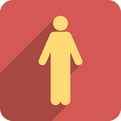 man flat rounded square icon with long shadow vector image