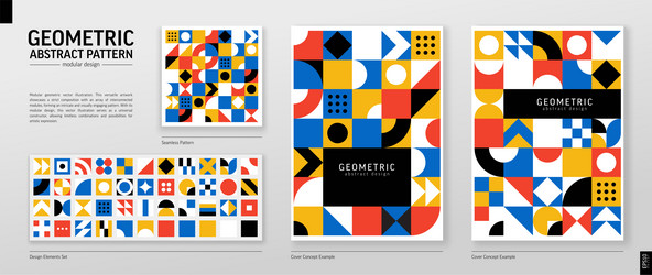 Retro Geometric Color Block Pattern vector image