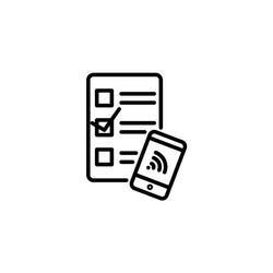 Web line icon checklist and smartphone with wi-fi vector