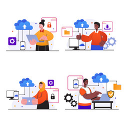 cloud computing concept scenes set vector image
