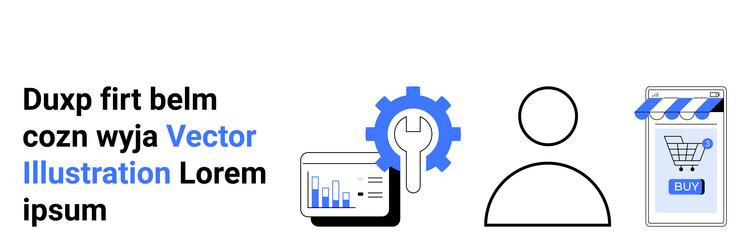 e-commerce analytics user and tech gear icons vector image