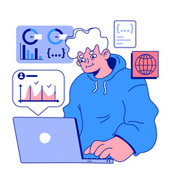 senior developer oldman programming and coding vector image