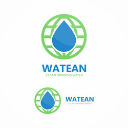 Logo combination of water and earth vector