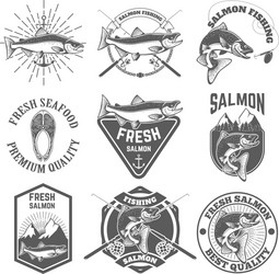 Vintage Salmon Fishing Labels Vector Image
