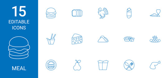 15 meal icons vector