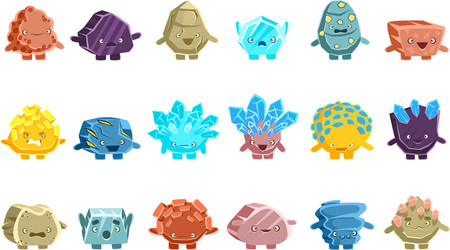 Alien fantastic golem characters of different vector