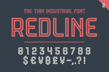 numeric and symbol font red line vector