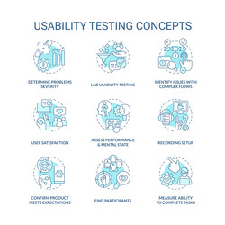 usability testing turquoise concept icons set vector