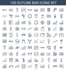 100 bar icons vector