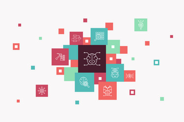 AI Pixel Infographic - Machine Learning Steps vector image