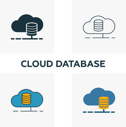 cloud database icon set four elements in different vector image