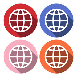 globe flat icon with long shadow colours buttons vector