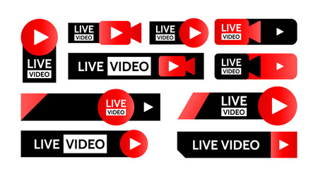 Live button play start interface design element vector