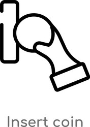 outline insert coin icon isolated black simple vector image