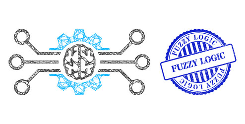 Scratched fuzzy logic seal and hatched artificial vector