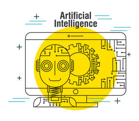 artificial intelligence computer robot gear vector image