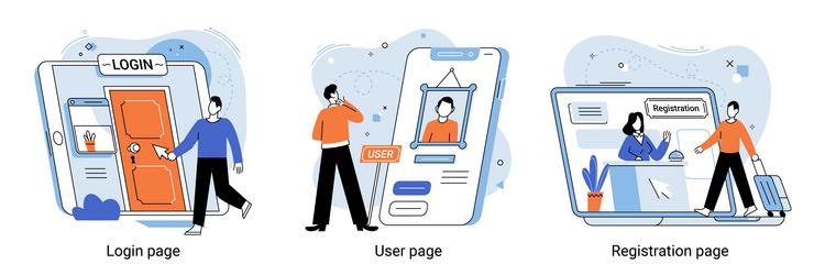 enter login and password oncept registration page vector image