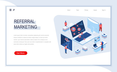 Referral marketing isometric landing page vector