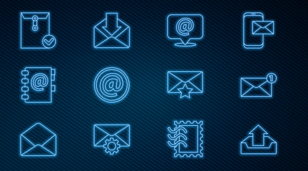 set line upload inbox envelope mail and e-mail vector image