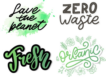 Zero waste lettering text eco green vector