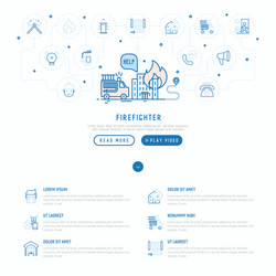 firefighter concept template for web page vector image