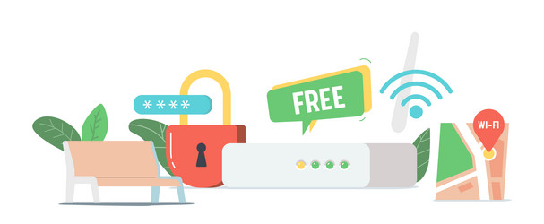 free wifi zone router padlock with password vector image