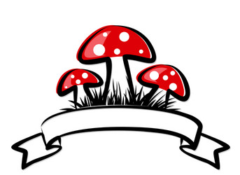 Red mushrooms symbol with grass vector