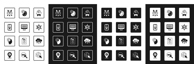 set nft digital crypto art binary code ethereum vector image