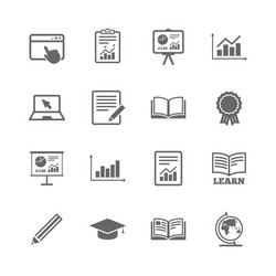 Set of statistics education and study icons vector