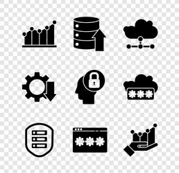 Set pie chart infographic server data web vector