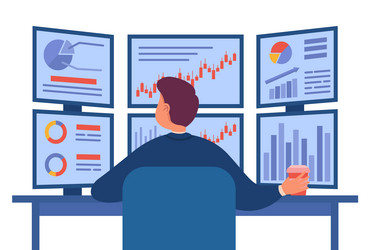 trader analyzing economic data charts of stock vector image