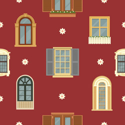 Architectural seamless pattern with vintage window vector