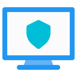 computer protected with cyber security system vector image