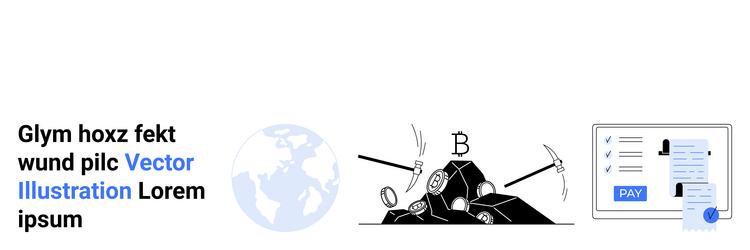 cryptocurrency mining blockchain concept global vector image