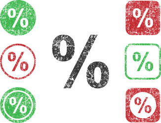 percentage icon shape round and square button set vector