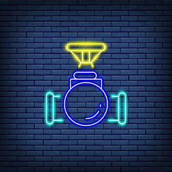 Valve tap pipe connector neon sign vector