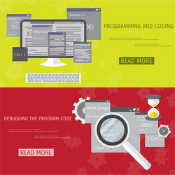 flat concept of programming and coding vector image
