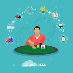 Man playing poker on a table people in casino vector