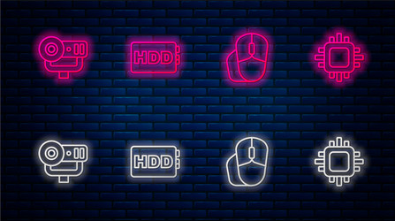 Set line hard disk drive hdd computer mouse web vector