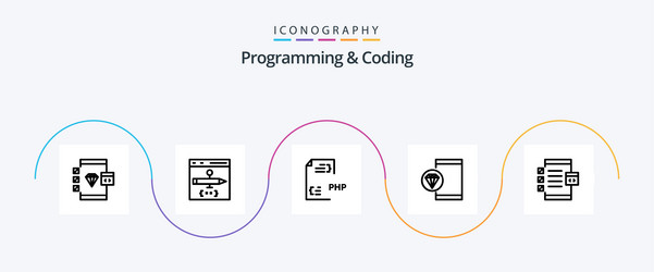 programming and coding line 5 icon pack including vector image