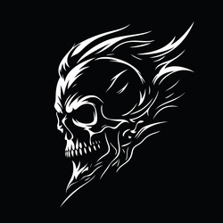 Burning Skull Logo Vector Image