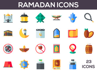 Colorful ramadan 23 icons vector