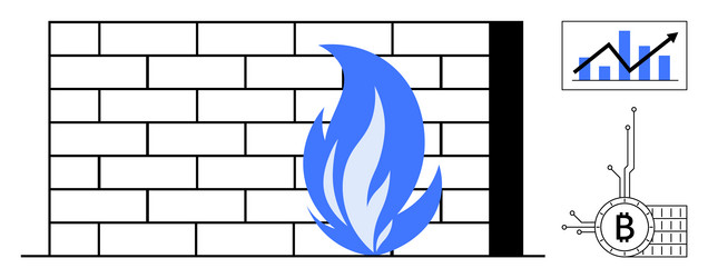 firewall security concept with blockchain vector image