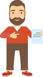 Man Pointing at Document with Finger vector