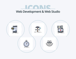 web development and studio line filled icon vector image