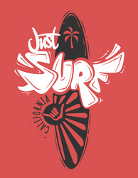 California Surf Print - T-Shirt Art Vector Image