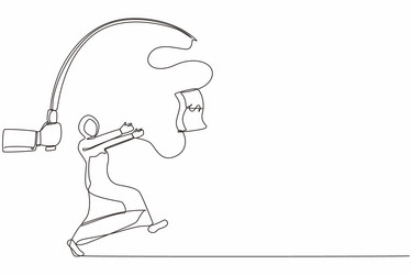 continuous one line drawing hand with fishing